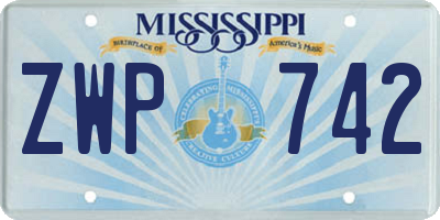 MS license plate ZWP742