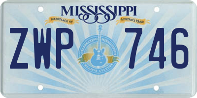 MS license plate ZWP746