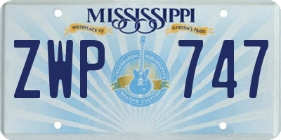 MS license plate ZWP747