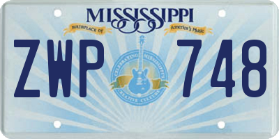 MS license plate ZWP748