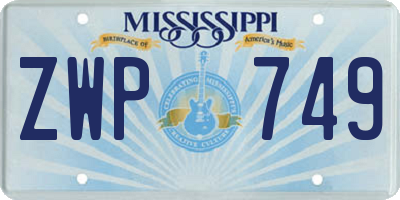 MS license plate ZWP749