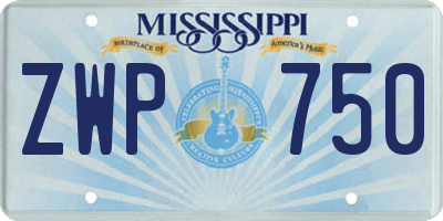 MS license plate ZWP750