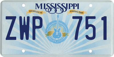MS license plate ZWP751