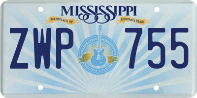 MS license plate ZWP755
