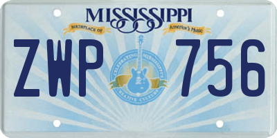 MS license plate ZWP756