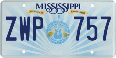 MS license plate ZWP757