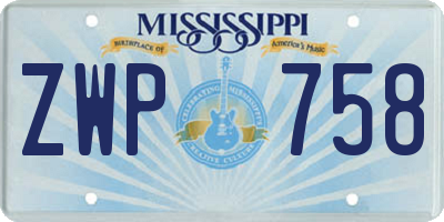 MS license plate ZWP758
