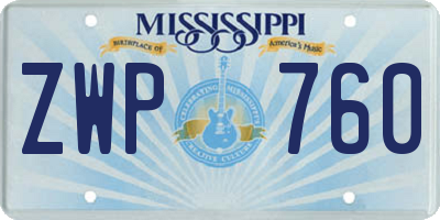 MS license plate ZWP760