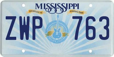 MS license plate ZWP763