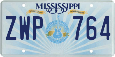 MS license plate ZWP764