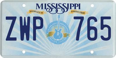 MS license plate ZWP765