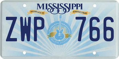 MS license plate ZWP766