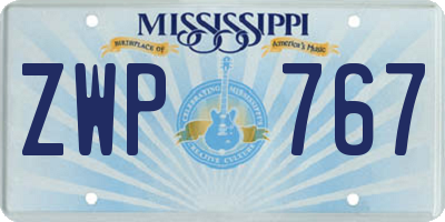 MS license plate ZWP767