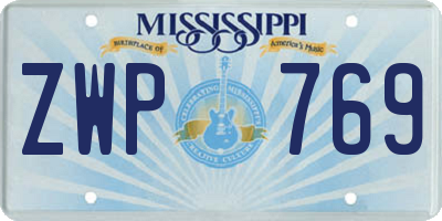 MS license plate ZWP769