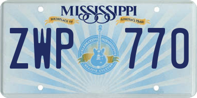 MS license plate ZWP770