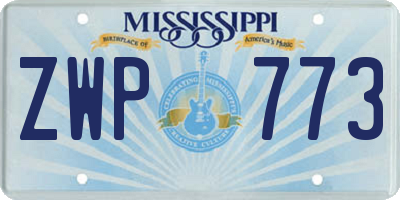MS license plate ZWP773
