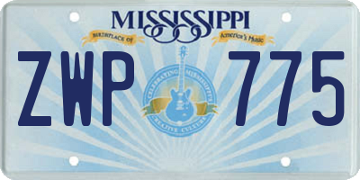 MS license plate ZWP775