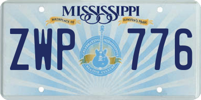 MS license plate ZWP776