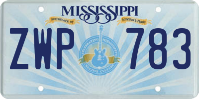 MS license plate ZWP783