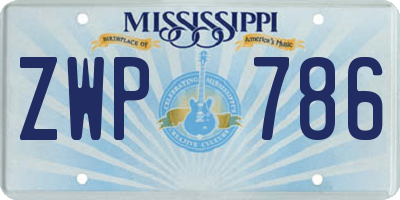 MS license plate ZWP786