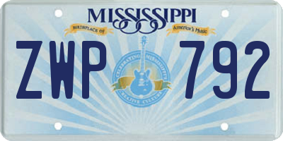 MS license plate ZWP792