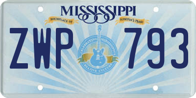 MS license plate ZWP793