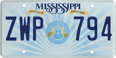 MS license plate ZWP794