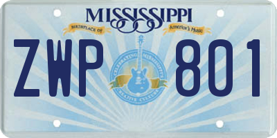 MS license plate ZWP801