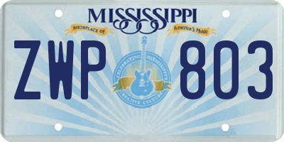 MS license plate ZWP803
