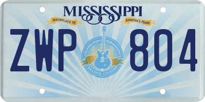 MS license plate ZWP804
