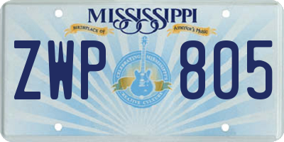 MS license plate ZWP805