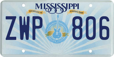 MS license plate ZWP806