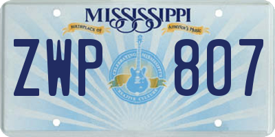 MS license plate ZWP807
