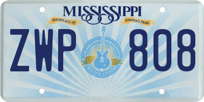 MS license plate ZWP808