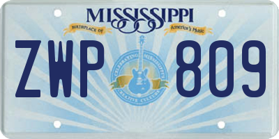 MS license plate ZWP809