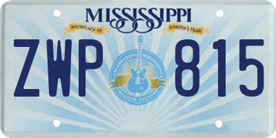 MS license plate ZWP815