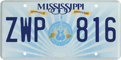 MS license plate ZWP816