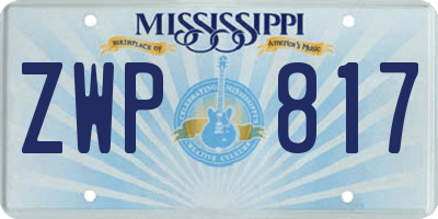 MS license plate ZWP817