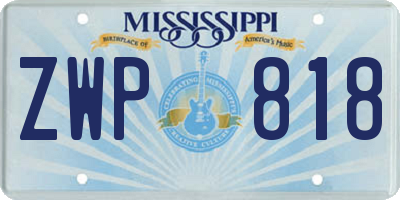 MS license plate ZWP818