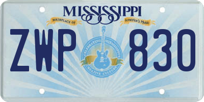 MS license plate ZWP830