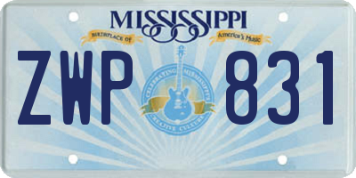 MS license plate ZWP831