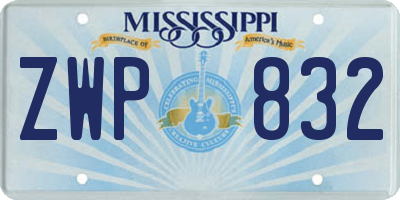 MS license plate ZWP832