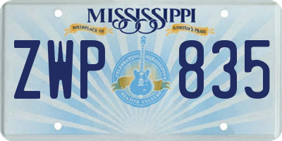 MS license plate ZWP835
