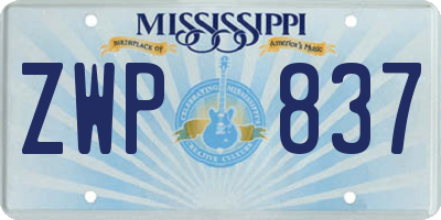 MS license plate ZWP837
