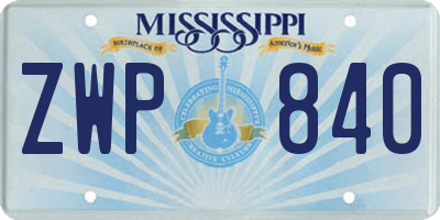 MS license plate ZWP840
