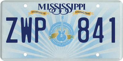 MS license plate ZWP841