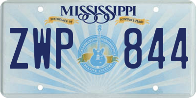 MS license plate ZWP844