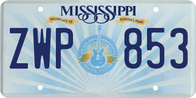 MS license plate ZWP853