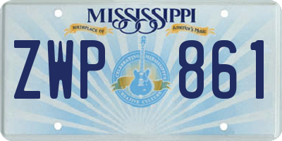 MS license plate ZWP861