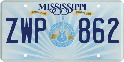 MS license plate ZWP862